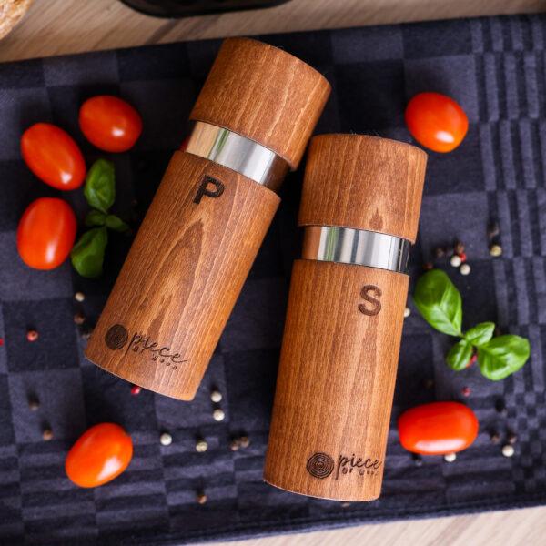 Zestaw Naturalnych Młynków Do Soli I Pieprzu - Model Nowoczesny Ciemny