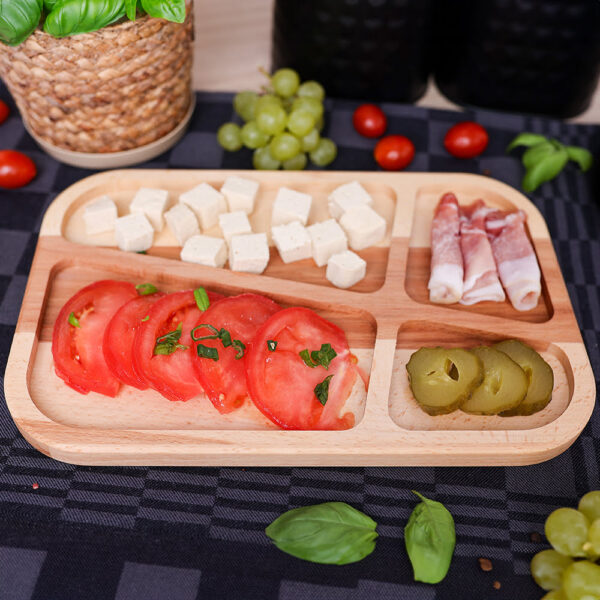 Duża Drewniana Naturalna Taca do Serwowania Przekąsek