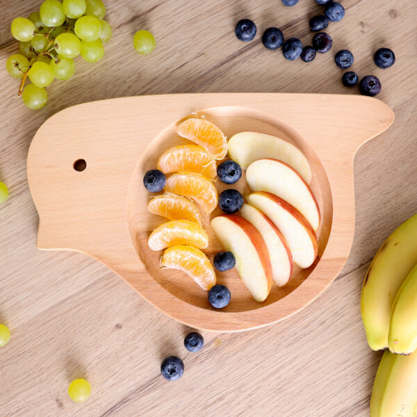 Naturalna Drewniana Tacka Ozdobna w Kształcie Ptaka