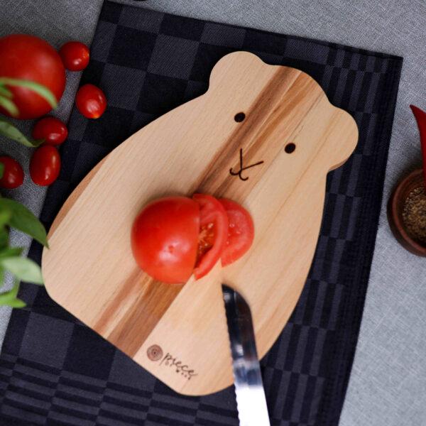 Naturalna Drewniana Deska do Krojenia w Kształcie Misia