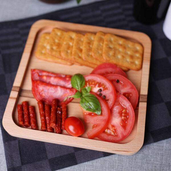 Drewniany Naturalny Talerz Kwadratowy